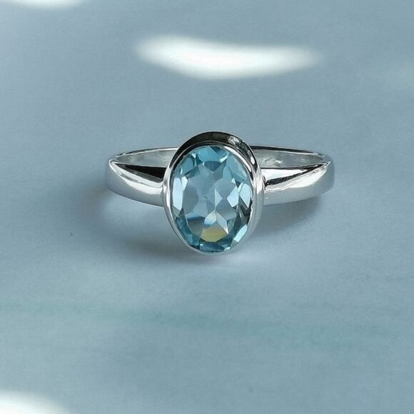 NEW Sky Blue Topaz Ring in Sterling Silver sz 8 - Picture 1 of 5